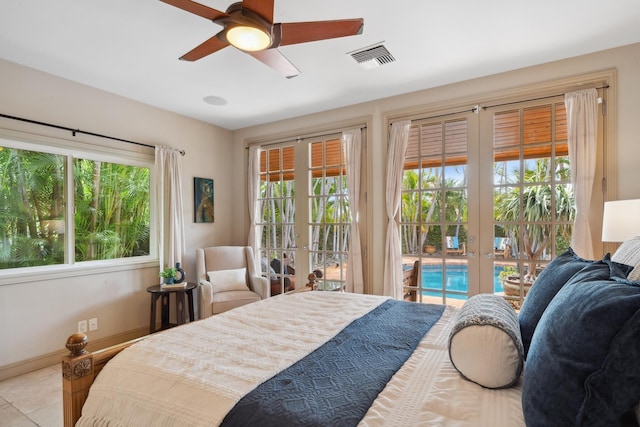 70 Pukolu Way, Kihei, HI 96753 - bedroom featuring french doors, access to exterior, baseboards, and tile patterned flooring