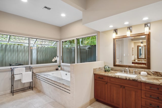 70 Pukolu Way, Kihei, HI 96753 - bathroom featuring healthy amount of natural light, a bath, recessed lighting, and vanity