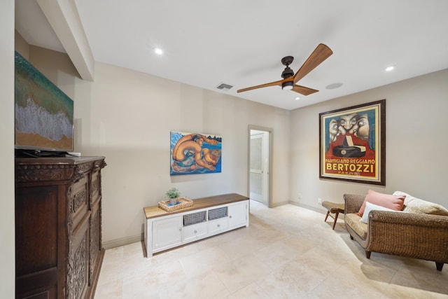 70 Pukolu Way, Kihei, HI 96753 - sitting room with ceiling fan, baseboards, and recessed lighting