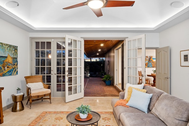 70 Pukolu Way, Kihei, HI 96753 - living room featuring french doors and a ceiling fan