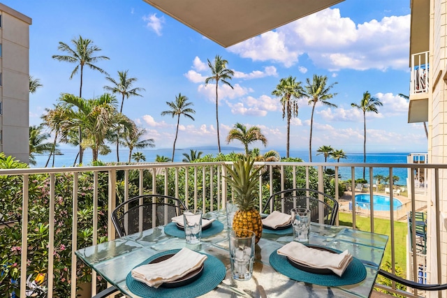 balcony with a water view