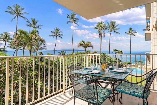 balcony with a water view