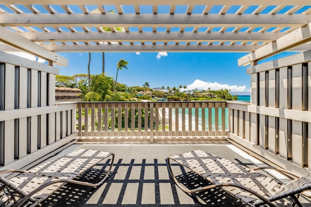 wooden deck with a pergola