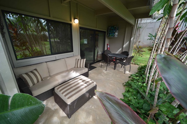 view of patio featuring an outdoor living space
