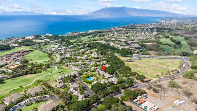 aerial view with a water and mountain view