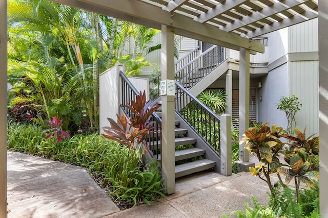 exterior space featuring a pergola