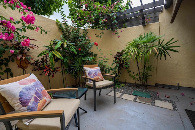 view of patio / terrace featuring a pergola