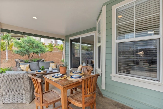 exterior space with an outdoor living space