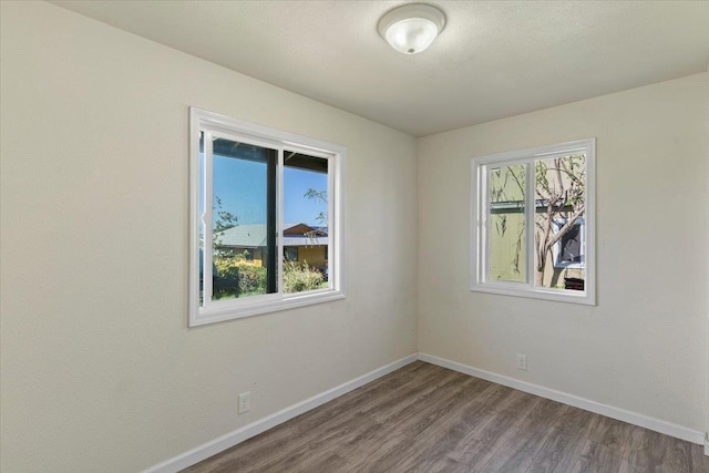 empty room with hardwood / wood-style floors