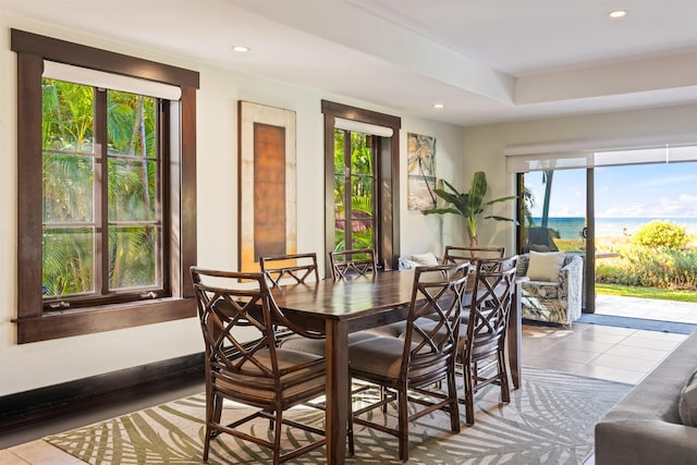 tiled dining space featuring a wealth of natural light