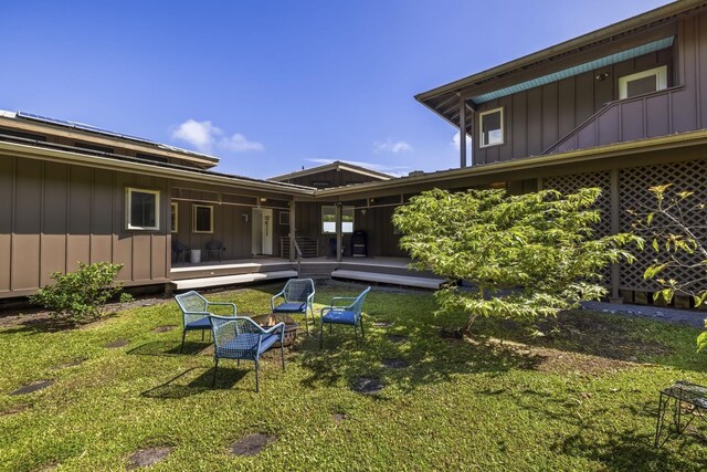 view of yard featuring a wooden deck