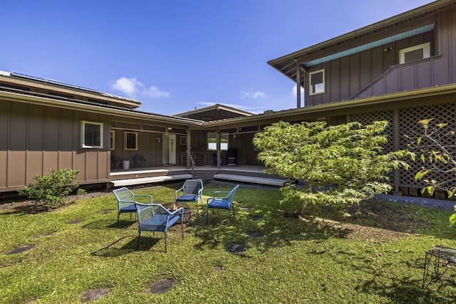 view of yard featuring a deck