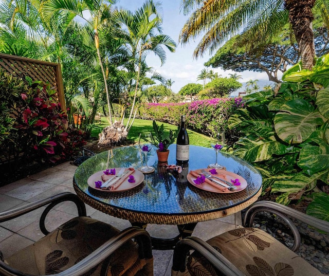 balcony with a patio area