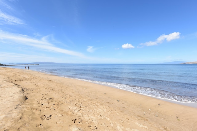 view of water feature featuring a beach view