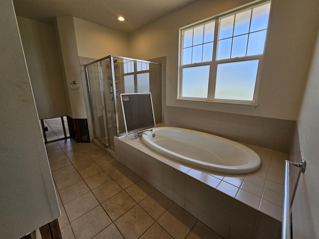 160 Kuli Puu St, Kihei, HI 96753 - full bathroom with a bath, a stall shower, tile patterned flooring, and recessed lighting