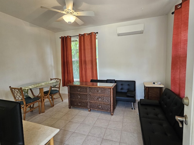 160 Kuli Puu St, Kihei, HI 96753 - dining space featuring a wall mounted AC, a ceiling fan, and light tile patterned floors