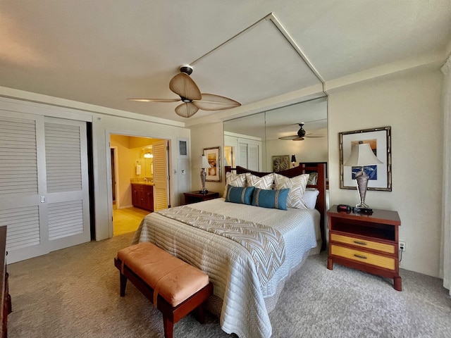 2481 Kaanapali Pkwy Unit 620V, Lahaina, HI 96761 - bedroom with light colored carpet, a ceiling fan, and connected bathroom