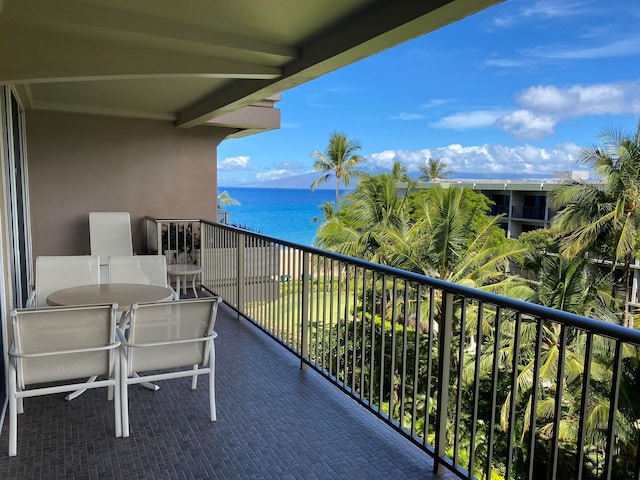 balcony with a water view