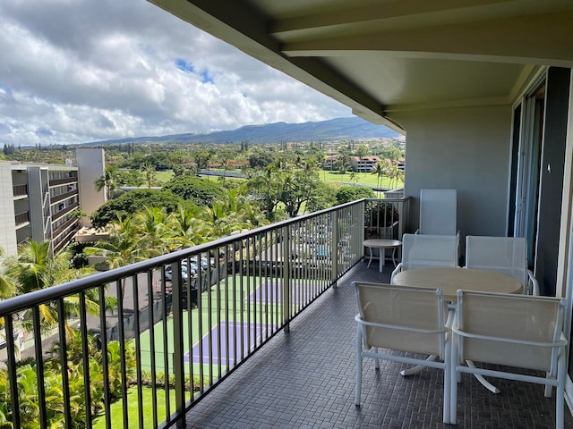 balcony with a mountain view