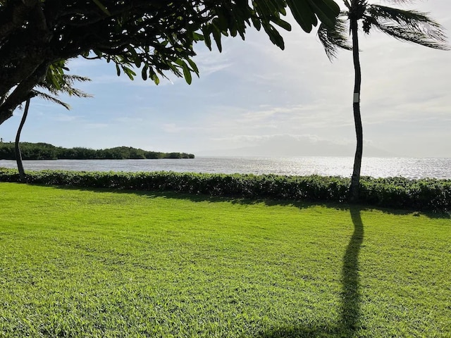 exterior space with a water view