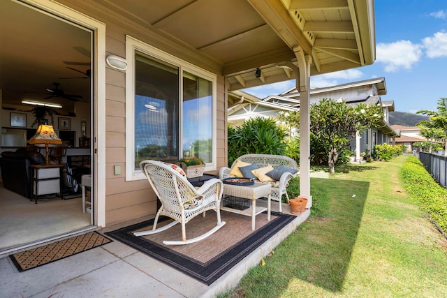 view of patio with ceiling fan