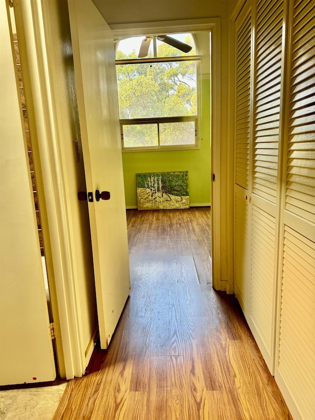 corridor featuring light hardwood / wood-style flooring