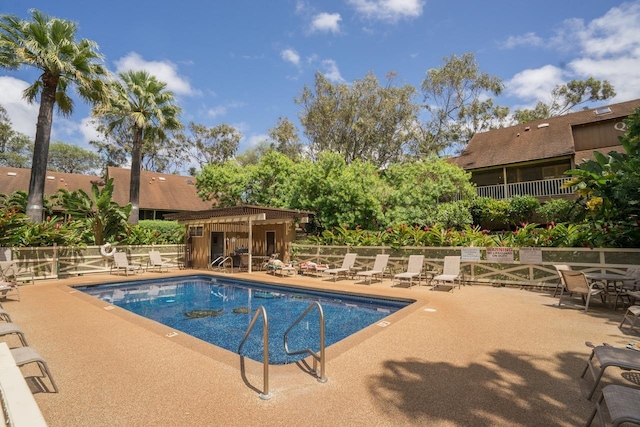 view of pool featuring a patio area