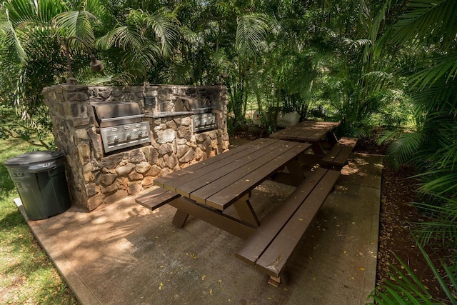 view of patio / terrace featuring grilling area and an outdoor kitchen