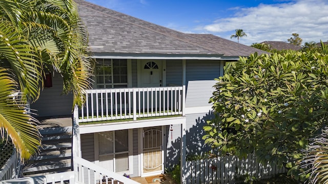 doorway to property with a balcony