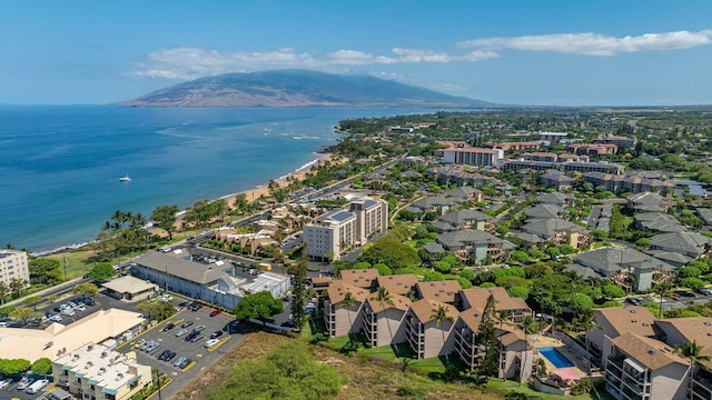 aerial view with a water and mountain view