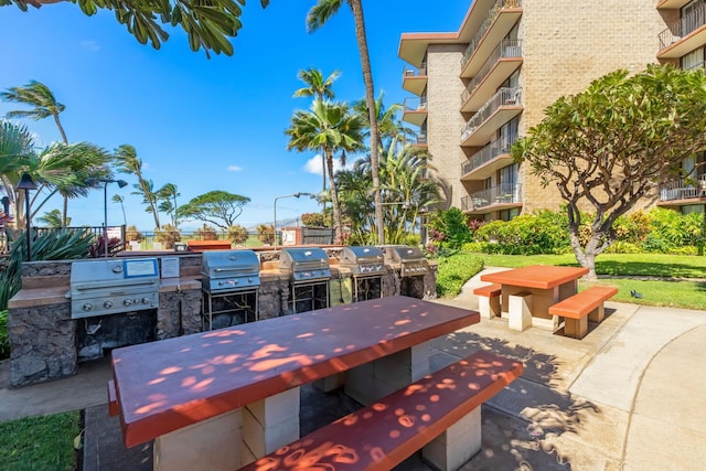 view of patio / terrace featuring area for grilling and exterior kitchen