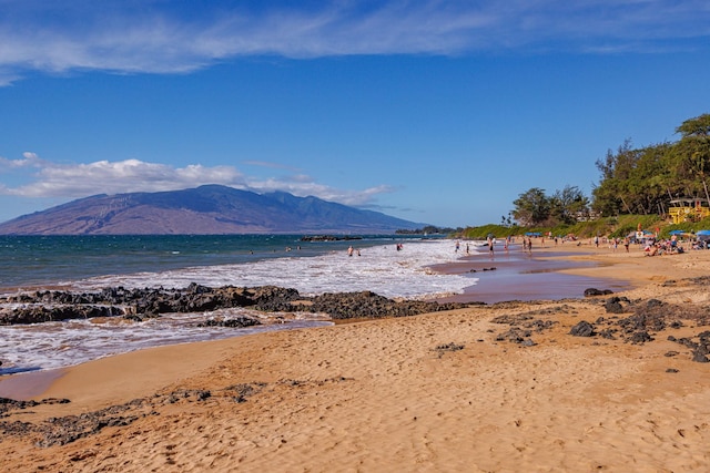 property view of mountains with a beach view and a water view