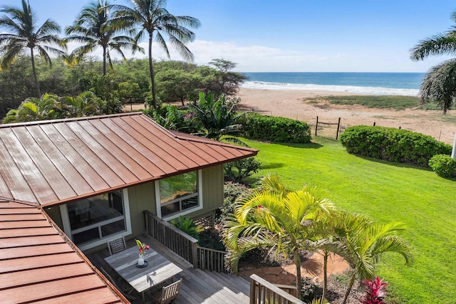 exterior space with a view of the beach