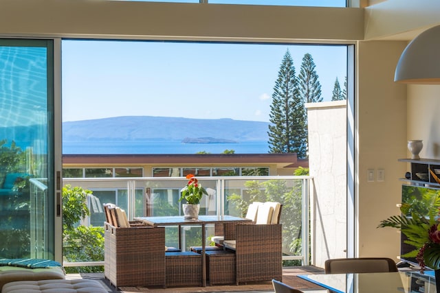 balcony with a mountain view