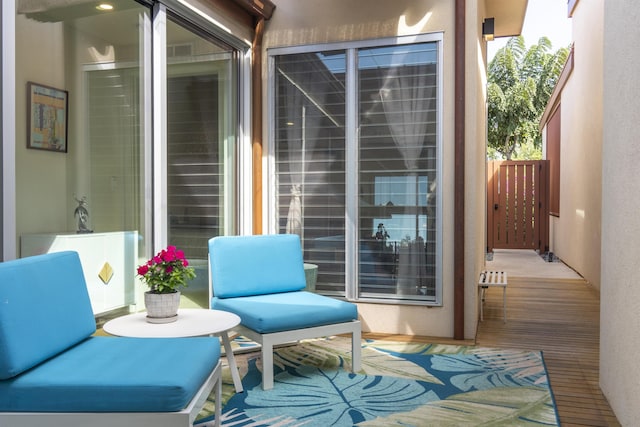 view of patio with a wooden deck