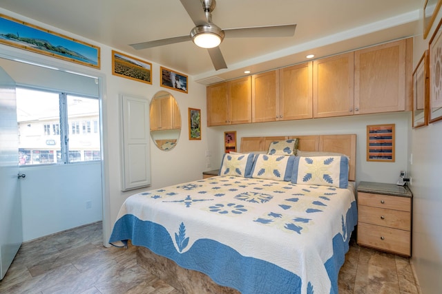 bedroom featuring ceiling fan