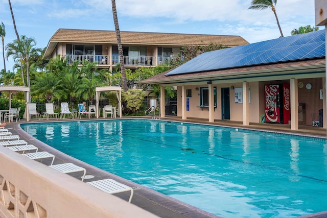 view of swimming pool with a patio