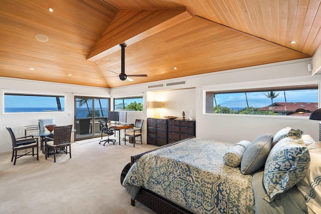 4000 Wailea Alanui Dr Unit 502, Kihei, HI 96753 - carpeted bedroom with wood ceiling, lofted ceiling, and recessed lighting
