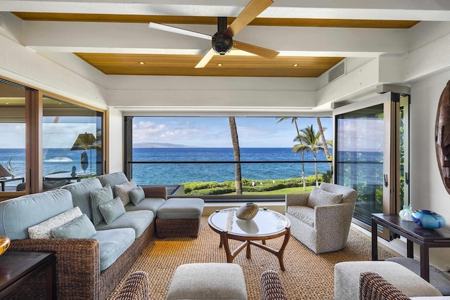 4000 Wailea Alanui Dr Unit 502, Kihei, HI 96753 - sunroom with a water view and healthy amount of natural light