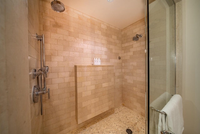 bathroom with tiled shower