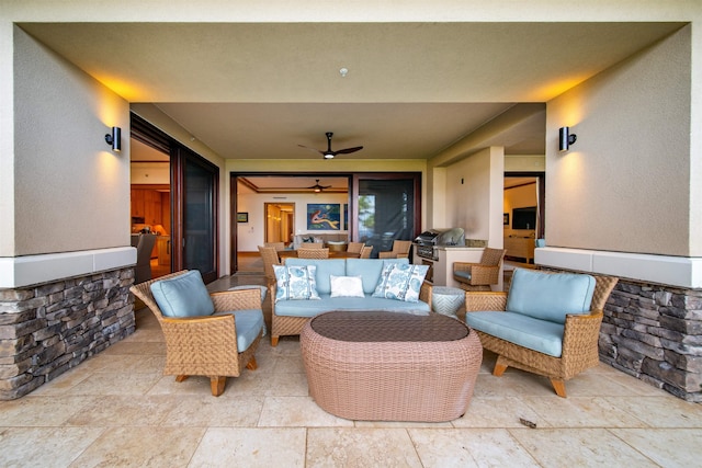 view of patio / terrace with outdoor lounge area and grilling area