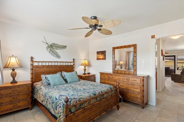 bedroom featuring ceiling fan