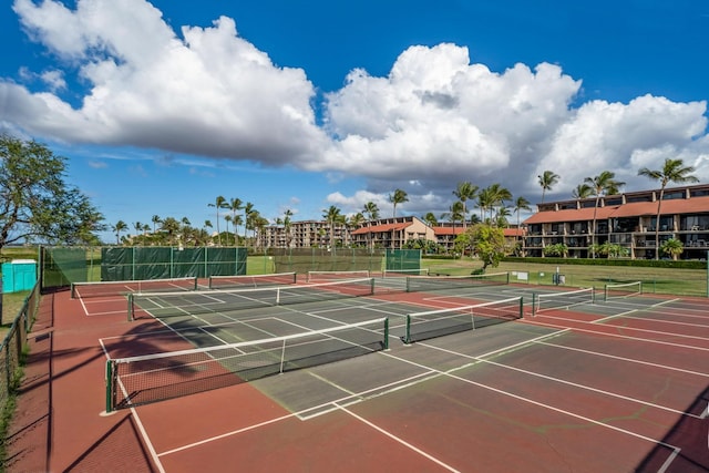view of sport court featuring community basketball court and fence