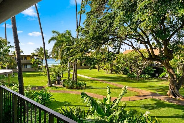 view of property's community featuring a yard