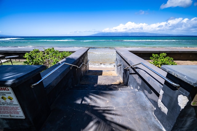 view of water feature featuring a beach view