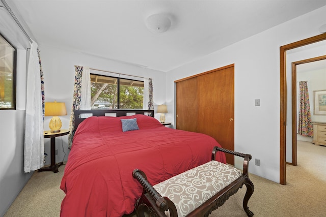 bedroom with a closet and carpet