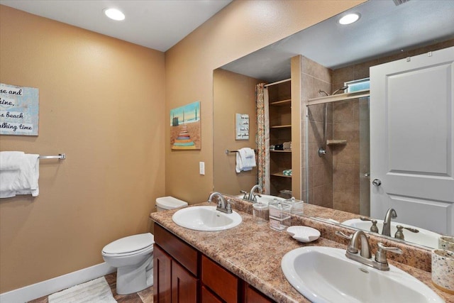 19 Heona Pl, Kihei, HI 96753 - bathroom featuring tiled shower, double vanity, and recessed lighting