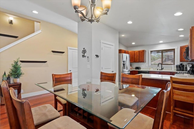 19 Heona Pl, Kihei, HI 96753 - dining space with dark wood-type flooring, recessed lighting, and a chandelier