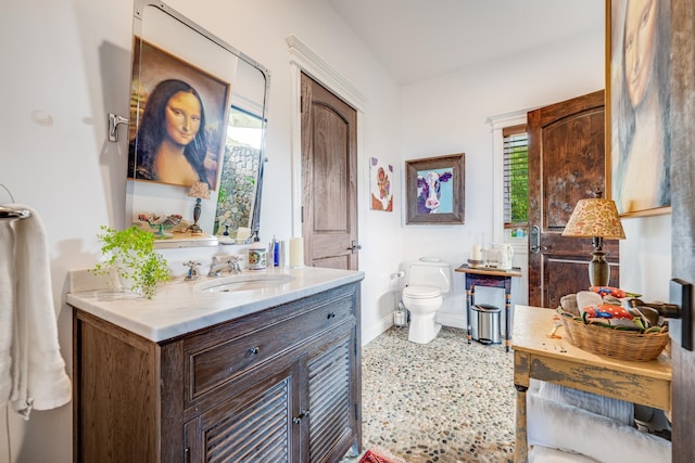 bathroom with toilet and vanity