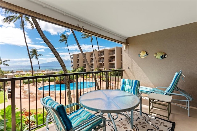 balcony with a water view